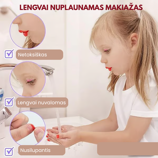 🌸 Vaikiškas nuplaunamas makiažo rinkinys – saugus ir kūrybiškas žaidimas