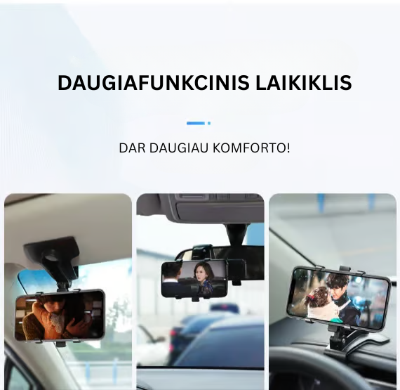 Pasukamas 360 laipsnių automobilio telefono laikiklis