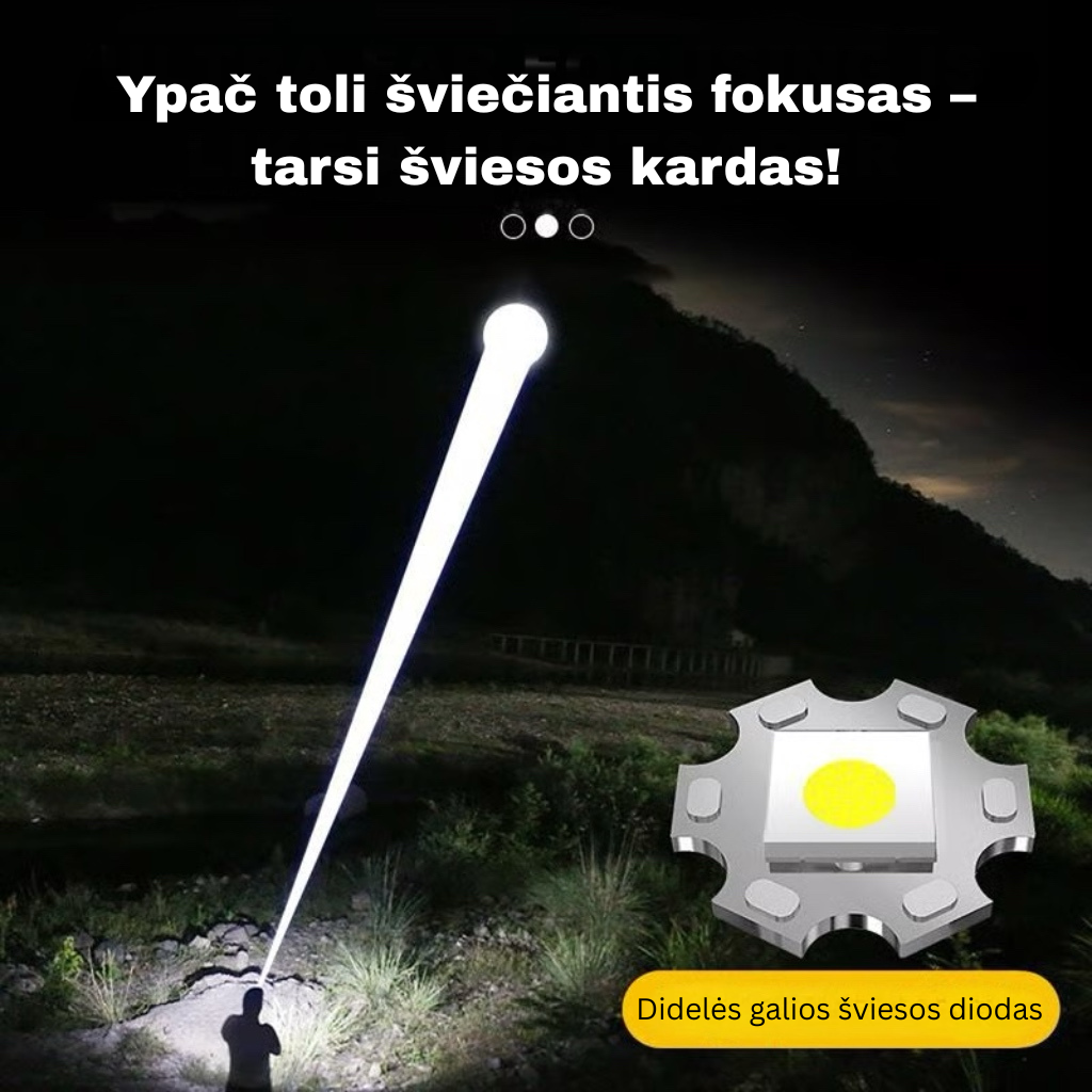 Teleskopinio priartinimo žibintuvėlis – itin ryškus LED šviestuvas