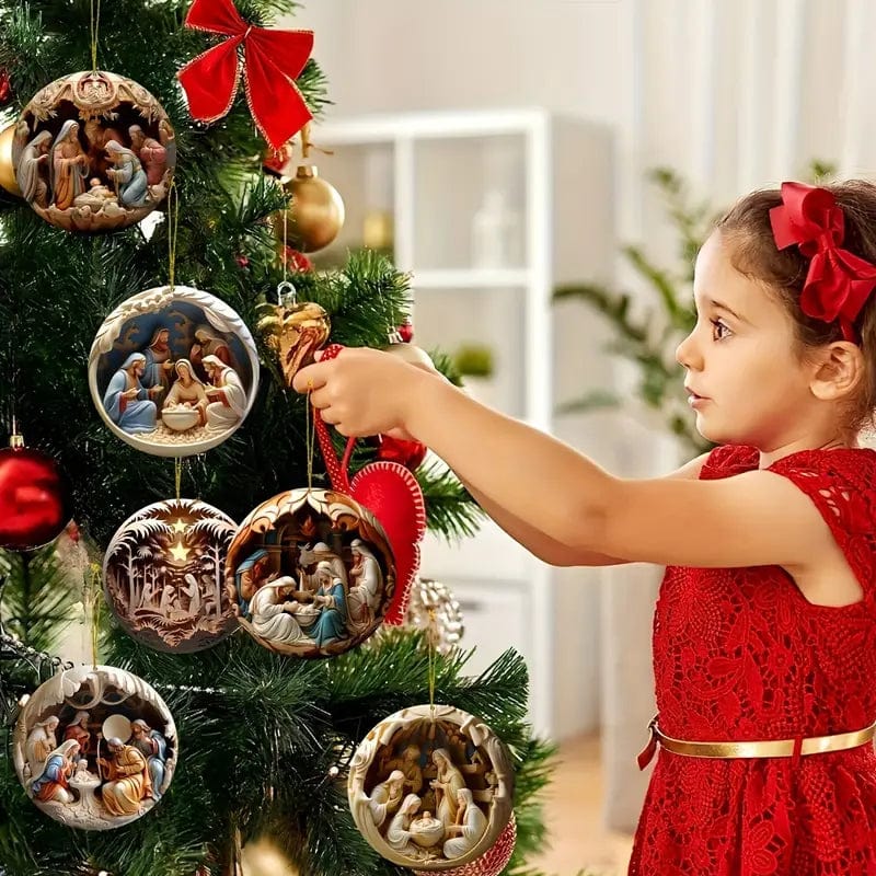 „Kristaus gimimo“ disko formos kalėdinių dekoracijų rinkinys