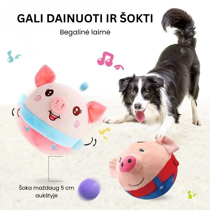 🔥 Kalbantis pūkuotas šokliuojantis žaislas šunims