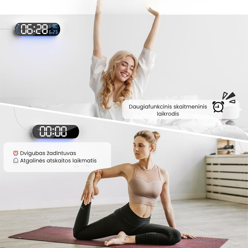 Daugiafunkcis LED ekrano laikrodis