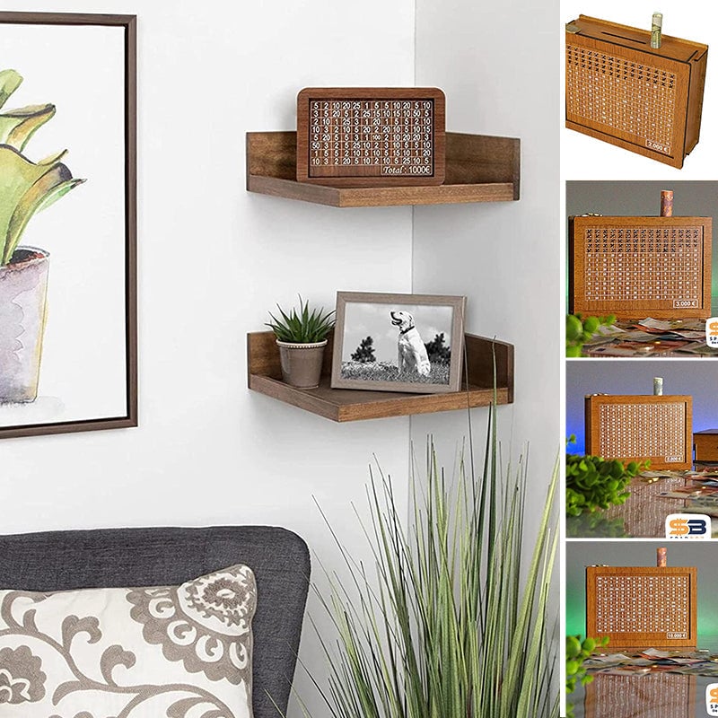 💶 Medinė taupyklė su išgraviruotais paveikslėliais 🔐