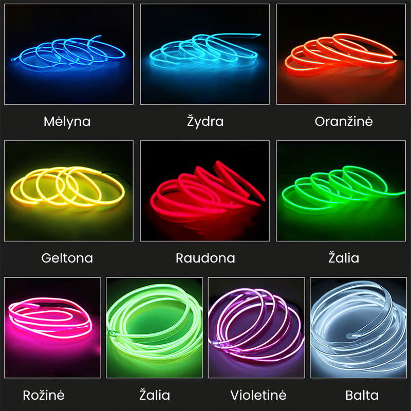🚗 Automobilio dekoratyvinė RGB LED juosta💡