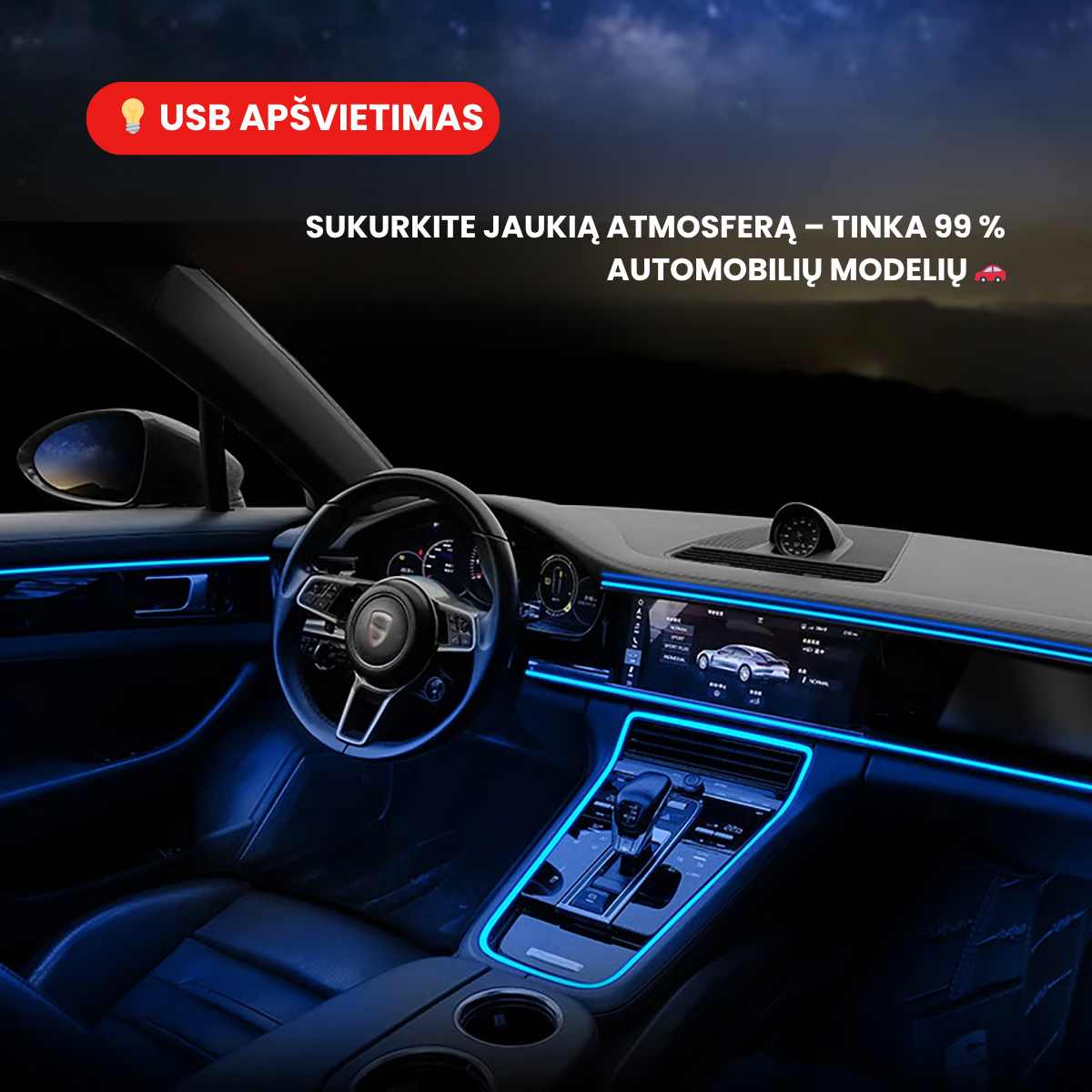 🚗 Automobilio dekoratyvinė RGB LED juosta💡