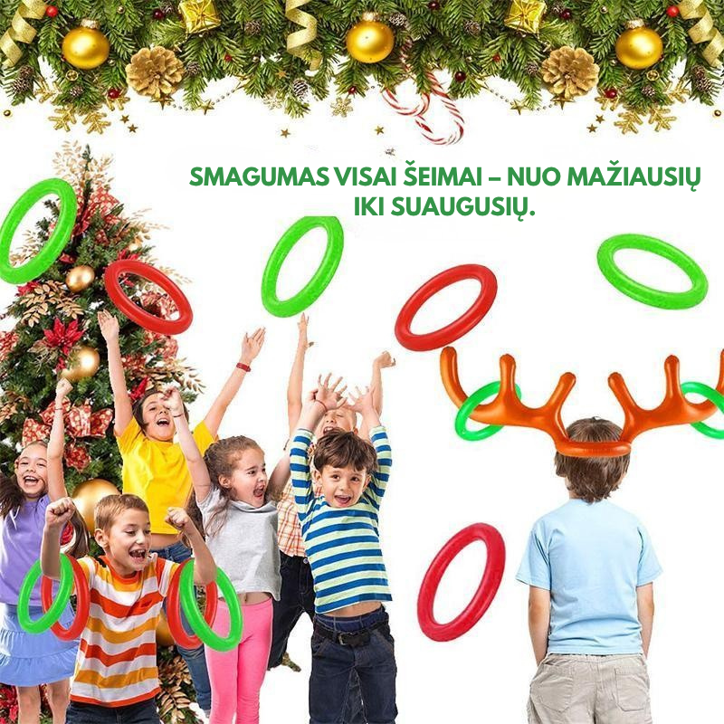 🎉 Kalėdinis žaidimas „Ragų metimas“ – pripučiami briedžių ragai