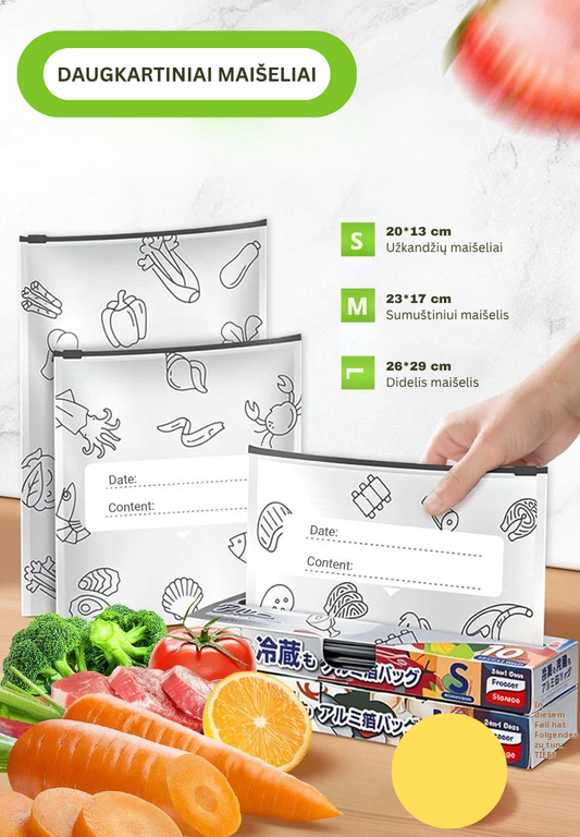 🌿 Daugkartiniai maišeliai – patogūs ir aplinkai draugiški!