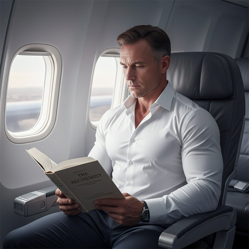 Vyriški ilgarankoviai marškiniai su atlapais ir sagomis, vienspalviai