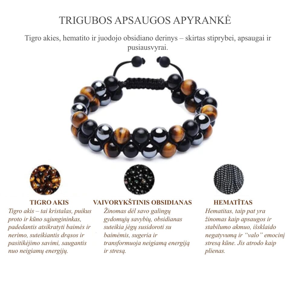 Natūralių akmenų apsaugos  apyrankė