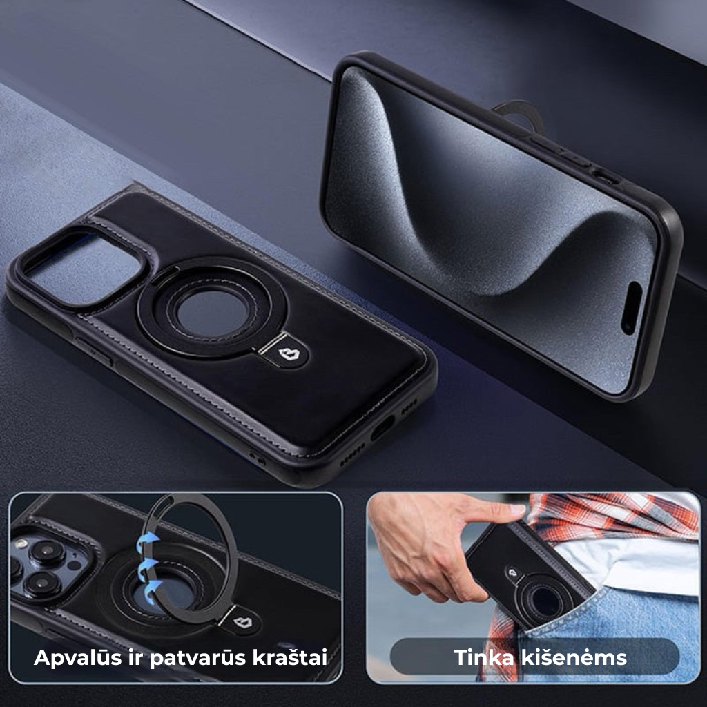 ✨✨✨Prabangus „iPhone“ dėklas su nematoma dirbtinės odos atrama