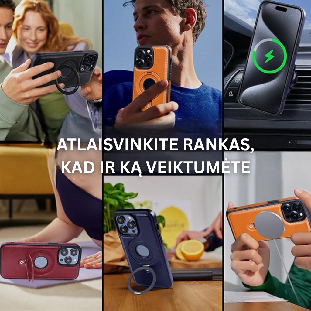 ✨✨✨Prabangus „iPhone“ dėklas su nematoma dirbtinės odos atrama