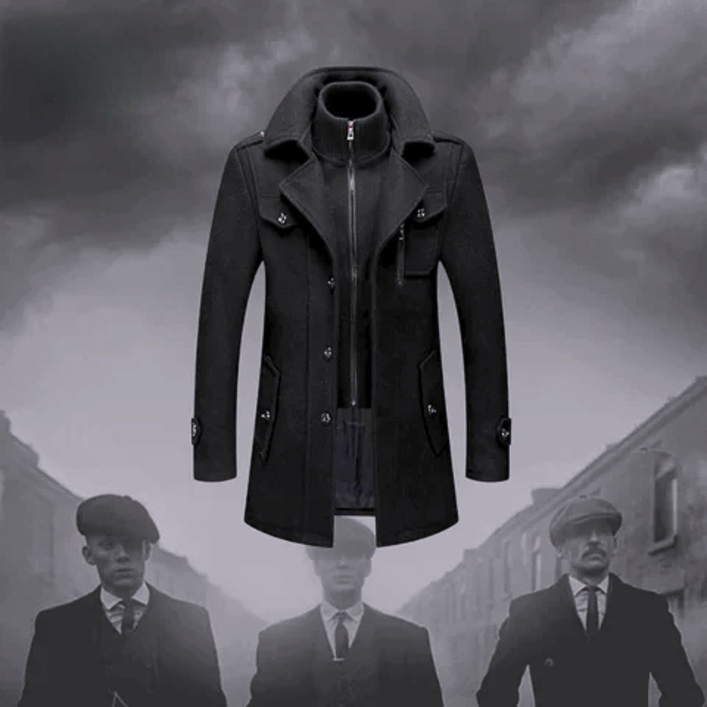 WoolGuard™ Peaky Blinders žieminis paltas | Prabangus dvigubos apykaklės vyriškas paltas