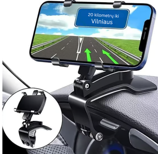 Pasukamas 360 laipsnių automobilio telefono laikiklis