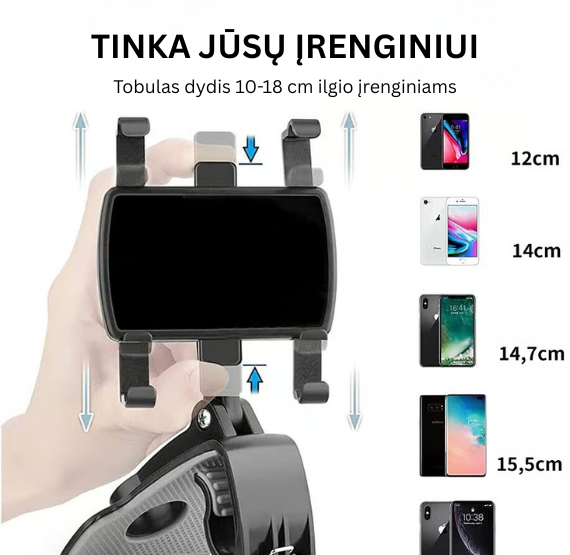 Pasukamas 360 laipsnių automobilio telefono laikiklis