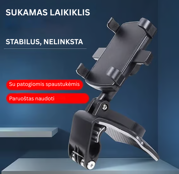 Pasukamas 360 laipsnių automobilio telefono laikiklis