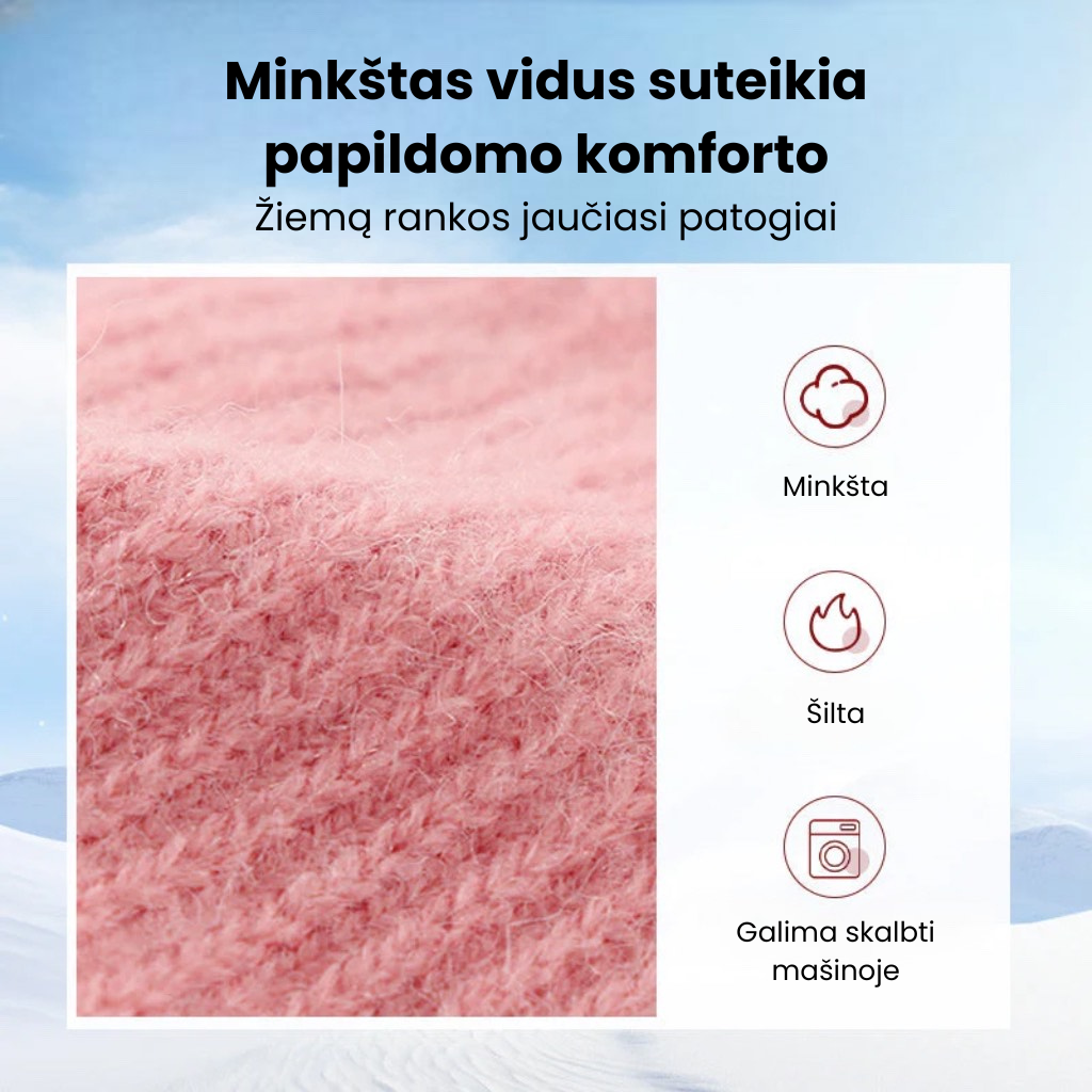 Šiltos, termo megztos lietimui jautrios pirštinės