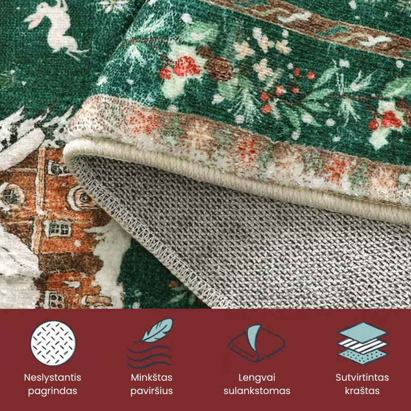 Purūs, neslystantys kalėdiniai kilimėliai namų dekorui