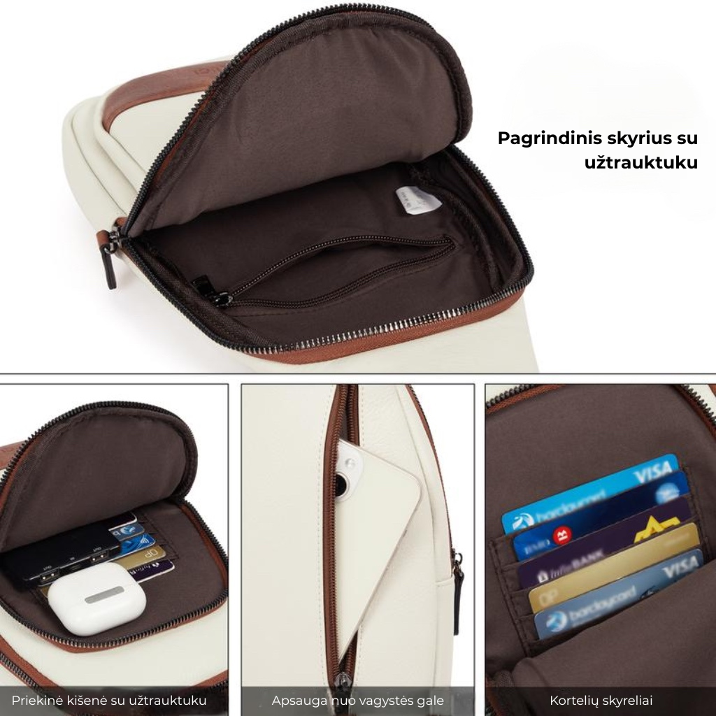 🎁 Moteriška odinė rankinė per petį