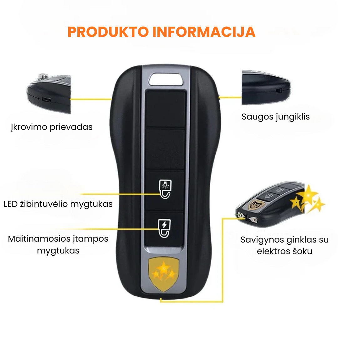 Automobilio raktelio formos savisaugos žibintuvėlis