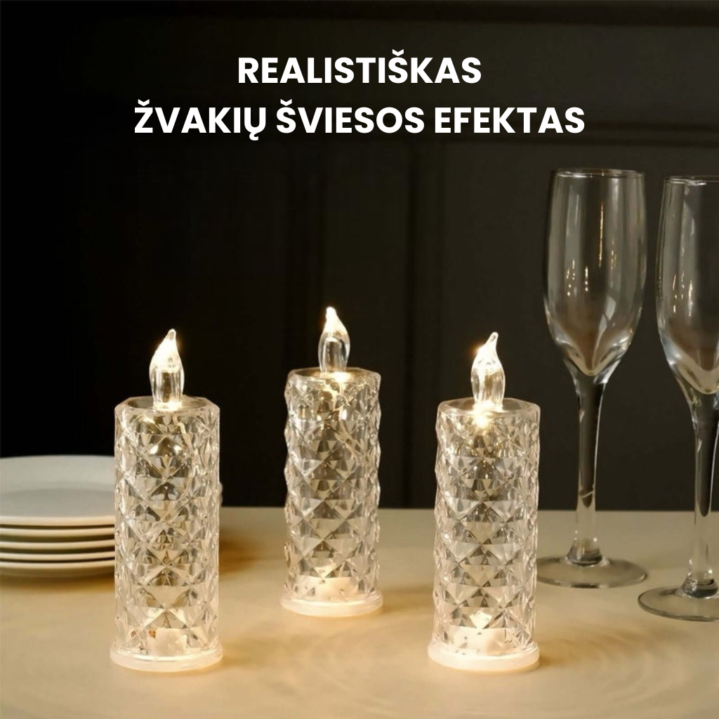 ✨ Žvakidė su kristaline rože – romantiška šviesa be jokio vargo