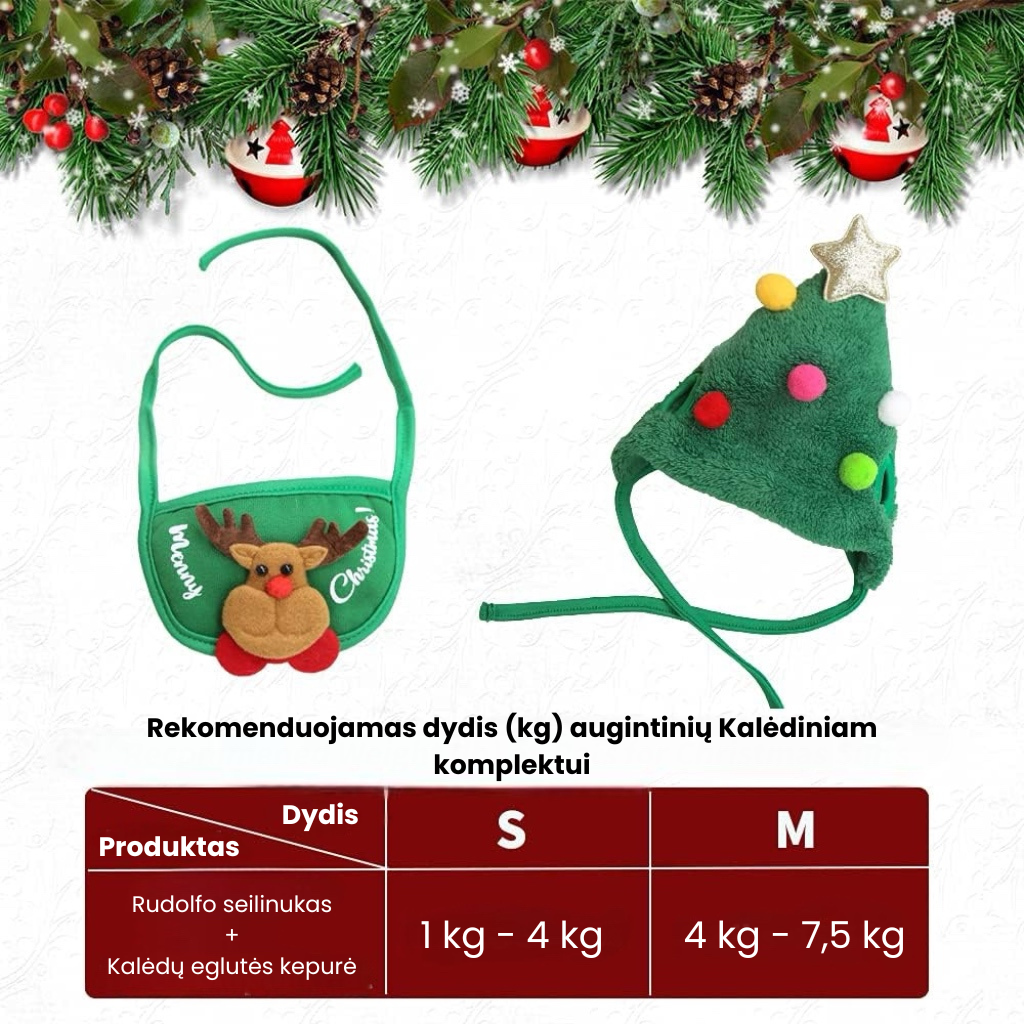 Miela kalėdinės eglutės kepurė su pomponu