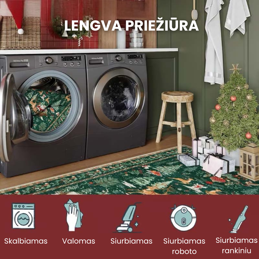 Purūs, neslystantys kalėdiniai kilimėliai namų dekorui