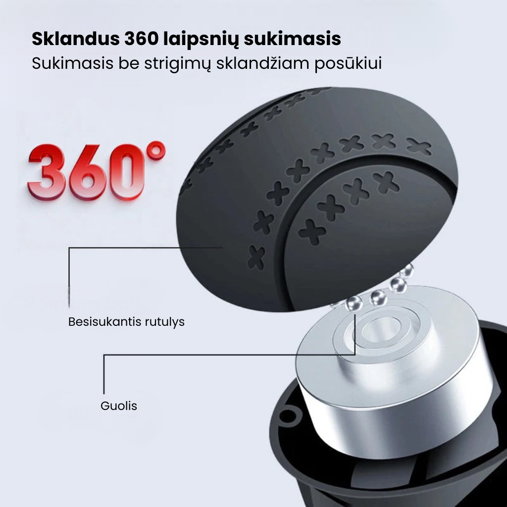 Ergonomiška vairo rankenėlė – neslystanti danga geresniam sukibimui bet kokiomis sąlygomis 🔧💫