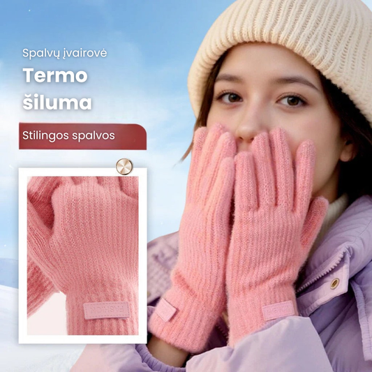 Šiltos, termo megztos lietimui jautrios pirštinės