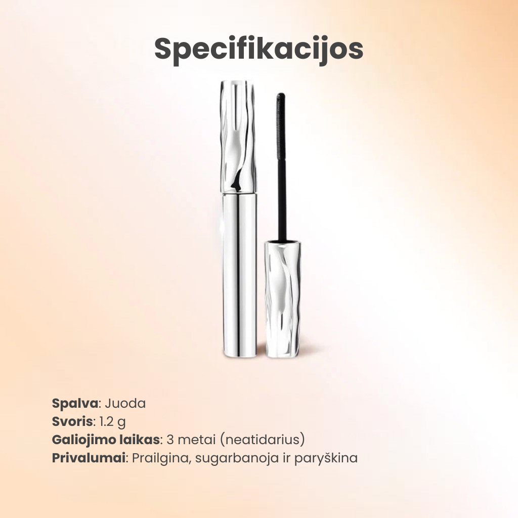 Ilginamasis vandeniui atsparus tušas – praturtintas ﬁbromis, suteikiantis intensyvų užrietimą ir natūralų efektą be gumulėlių 💄👁️