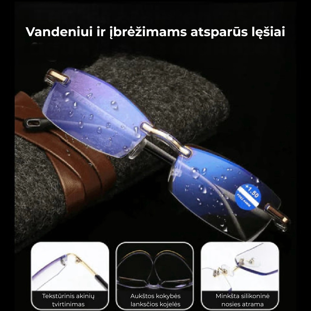 VisionGlass™ Išmanieji anti-radiaciniai akiniai + odinis dėklas