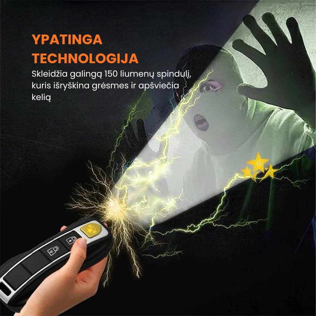 Automobilio raktelio formos savisaugos žibintuvėlis