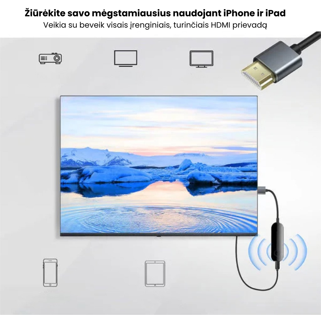 iShare iOS belaidis HDMI ekrano adapteris